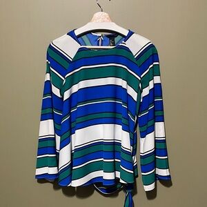 H&M Blue and Green Striped Blouse